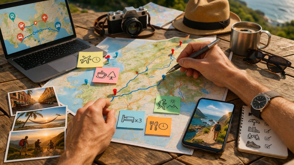 Планирование маршрута логистика, баланс отдыха и активностей